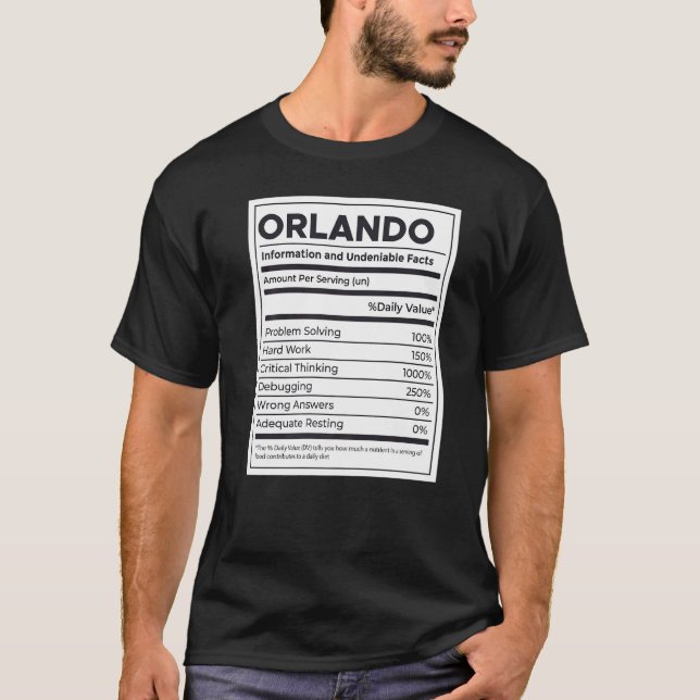 Orlando Ernährungsinformation Problem lösen T-Shirt (Vorderseite)