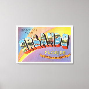 Orlando Florida alte Vintage Reise-Andenken Leinwanddruck