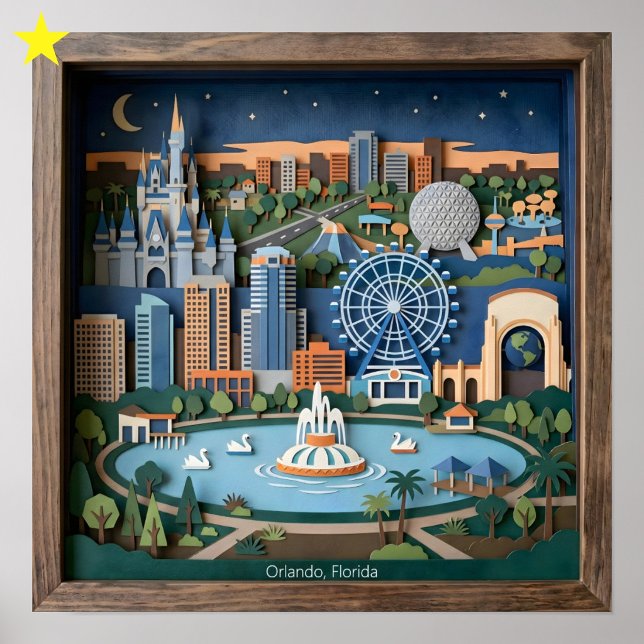 Orlando Florida America Layered Paper Art Diorama Poster (Von Creator hochgeladen)