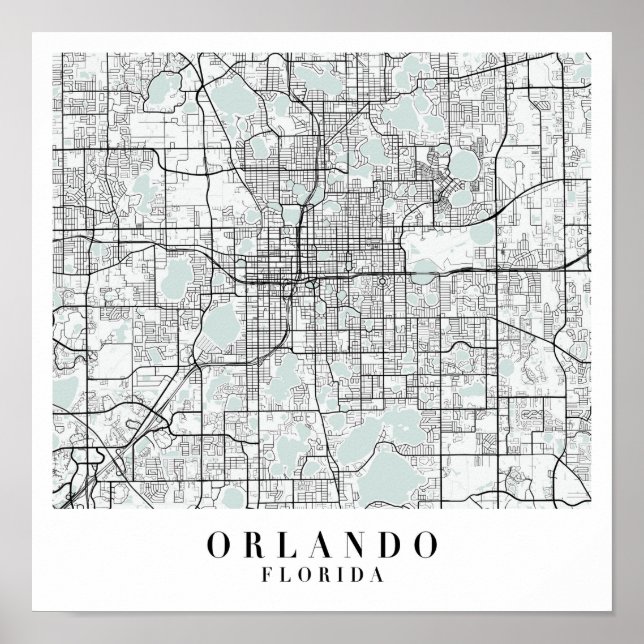 Orlando Florida Blue Water Street Karte Poster (Vorne)