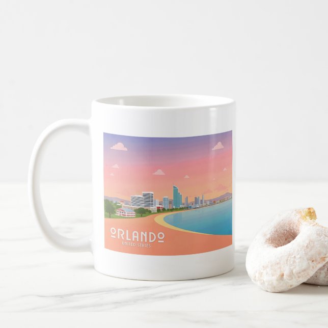 Orlando Florida Coastline Citycape Pastel Travel Kaffeetasse (Mit Donut)