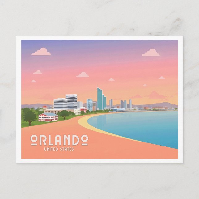 Orlando Florida Coastline Citycape Pastel Travel Postkarte (Vorderseite)