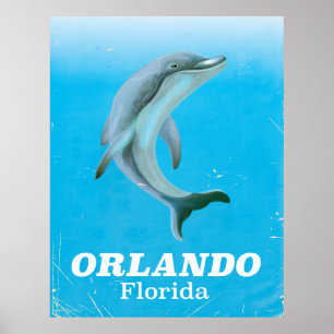Orlando Florida Delfin Vintage-Reiseposter Poster