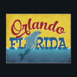 Orlando Florida Dolphin Retro Spaß Postkarte<br><div class="desc">Ein skurriles Orlando Florida Delphin Design in lustigem Retro,  Vintage Reise Poster Stil. Rot,  Blau,  Gelb.</div>