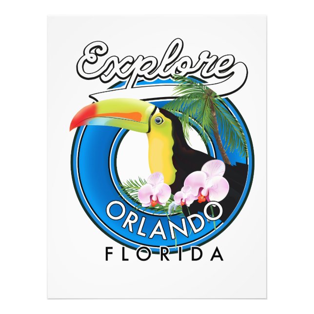 Orlando Florida Explore Retro-Logo. Fotodruck (Vorne)