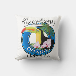 Orlando Florida Explore Retro-Logo. Kissen