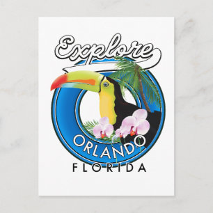 Orlando Florida Explore Retro-Logo. Postkarte