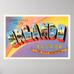 Orlando Florida FL Old Vintage Travel Souvenir Poster
