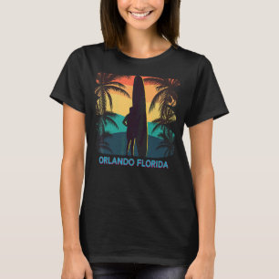 Orlando Florida Fl Palm Tree Surfboard Surfer Surf T-Shirt