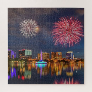 Orlando Florida Lake Eola Feuerwerk und Fontäne Puzzle