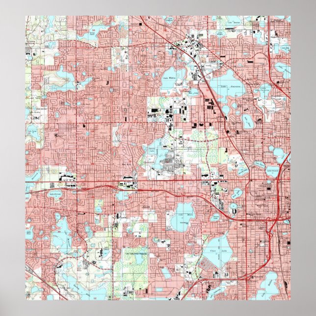 Orlando Florida Map (1995) Poster (Vorne)