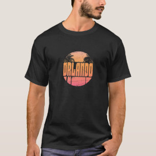 Orlando Florida Orange Colored Nostalgic Retro Sun T-Shirt