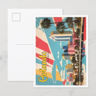Orlando Florida Pop-Art-Reiseillustration Postkarte