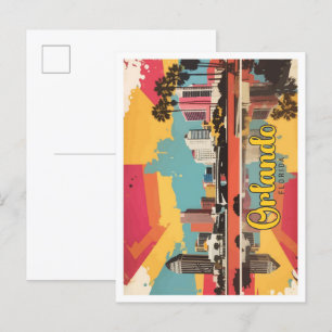 Orlando Florida Pop-Art-Reiseillustration Postkarte