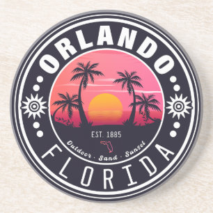 Orlando Florida Retro Sunset Tropical Souvenir 80e Getränkeuntersetzer