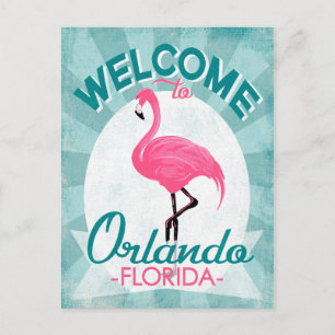 Orlando Florida Rosa Flamingo - Vintage Retro Reis Postkarte
