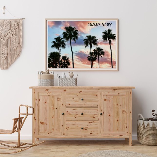 Orlando, Florida, rosa Wolken und Palmenbaumposter Poster (Von Creator hochgeladen)