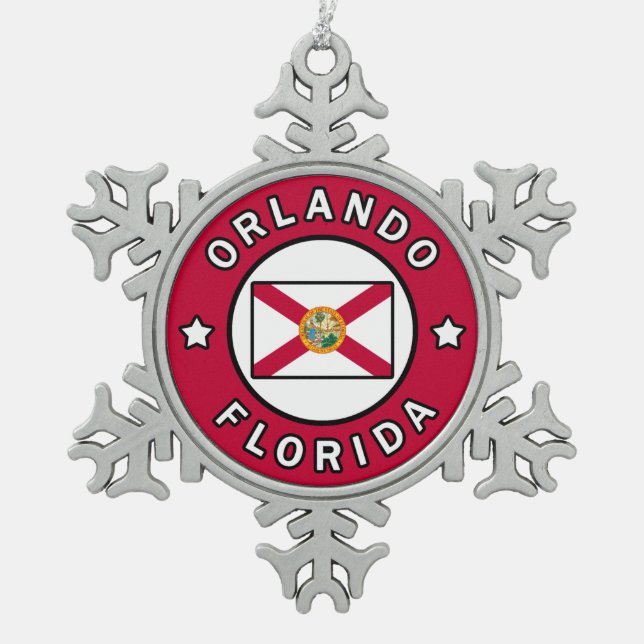 Orlando Florida Schneeflocken Zinn-Ornament (Vorderseite)