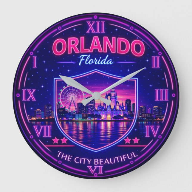 Orlando Florida Skyline  Große Wanduhr (Vorderseite)