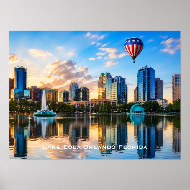Orlando Florida Skyline Lake Eola Heißluftballon Poster (Vorne)