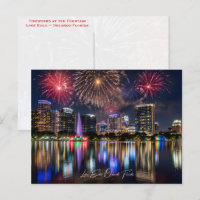 Orlando Florida Skyline mit Lake Eola Feuerwerk