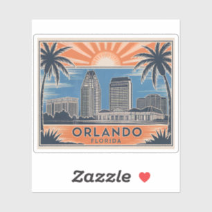 Orlando Florida Skyline Vintager Stil Mitte des Ja Aufkleber