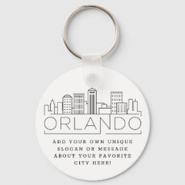 Orlando, Florida Stylized Skyline | Benutzerdefini Schlüsselanhänger