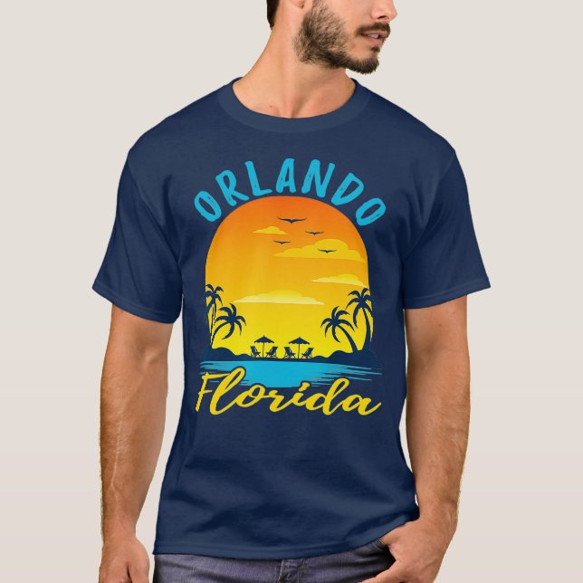 Orlando Florida Sunset Beach Palm Trees Ozean T-Shirt (Vorderseite)