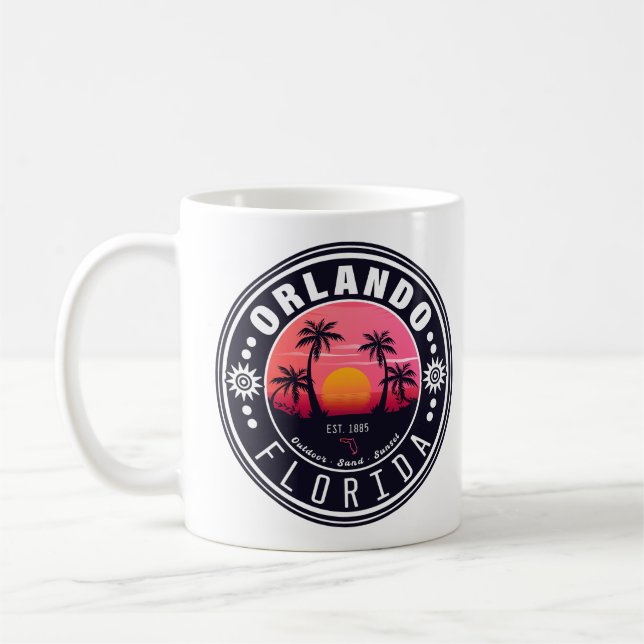 Orlando Florida tropisches Retro Sunset Souvenir 6 Kaffeetasse (Links)