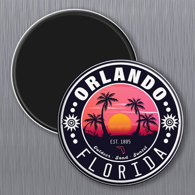 Orlando Florida tropisches Retro Sunset Souvenir 6 Magnet (Von Creator hochgeladen)
