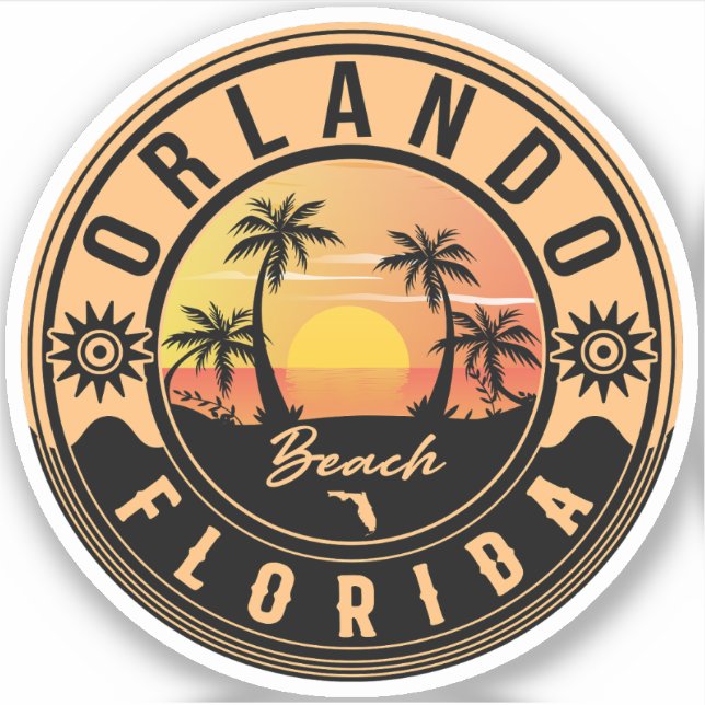 Orlando Florida Tropisches Retro Sunset Souvenirs Aufkleber (Vorderseite)