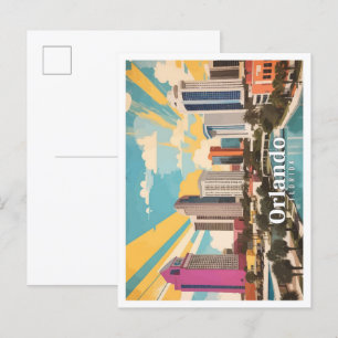 Orlando Florida USA Pop Art Travel Illustration Postkarte