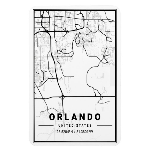 Orlando Florida USA Travel City Map Poster Magnet (Vertikal)