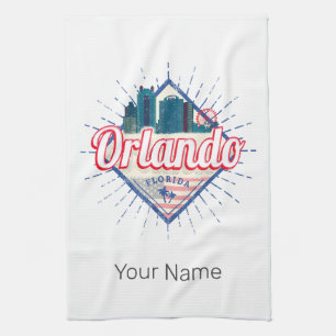 Orlando Florida Vereinigte Staaten Skyline Vintage Geschirrtuch