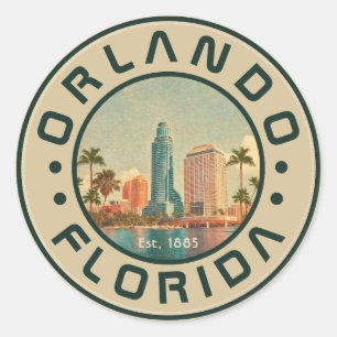 Orlando Florida Vintag High Gebäude Palm 1960s Runder Aufkleber