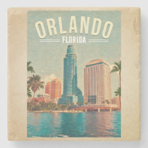 Orlando Florida Vintag High Gebäude Palm 1960s Steinuntersetzer