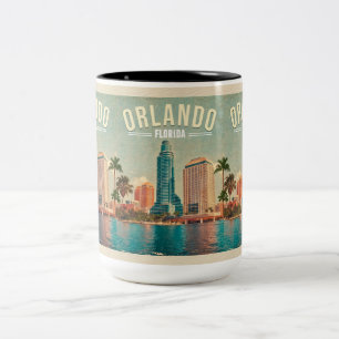 Orlando Florida Vintag High Gebäude Palm 1960s Zweifarbige Tasse
