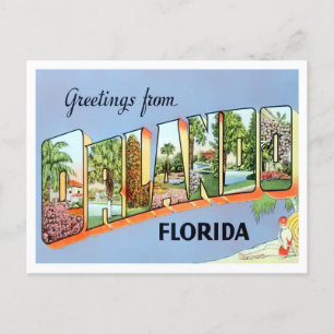 Orlando, Florida - Vintage Großbuchstaben Postkart Postkarte