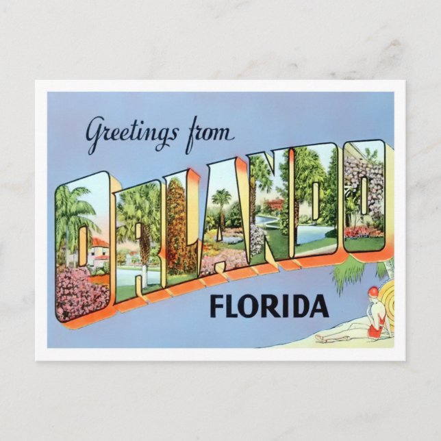 Orlando, Florida - Vintage Großbuchstaben Postkart Postkarte (Vorderseite)