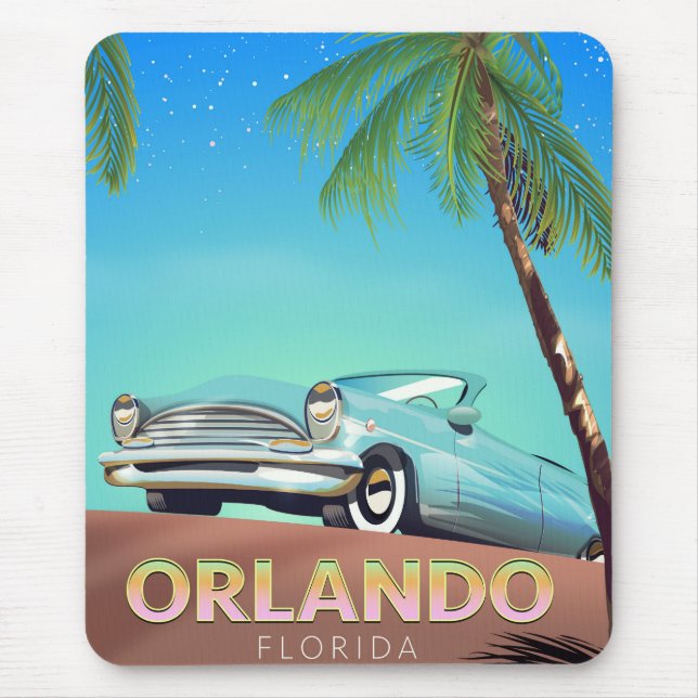 Orlando Florida Vintage Reiseplakat Mousepad (Vorne)