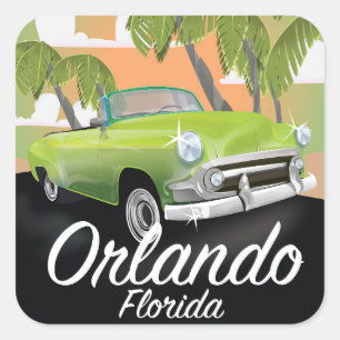 Orlando Florida Vintage-Reiseposter Quadratischer Aufkleber
