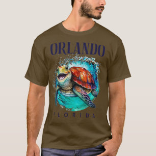Orlando Florida Watercolor Happy Sea Turtle T-Shirt