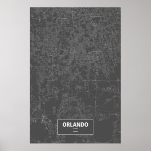 Orlando, Florida (weiß auf Schwarzem) Poster