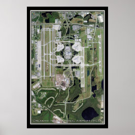 Orlando Intl Airport Florida Satellite Map Poster