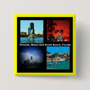 Orlando, Miami, South Beach Collage Button