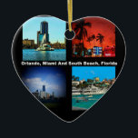 Orlando, Miami, South Beach Collage Keramik Ornament<br><div class="desc">Orlando Miami South Beach Collage Produkt der berühmtesten Reiseziele von Florida. Ein großer Teil des Staat von Florida liegt auf einer Halbinsel zwischen dem Golf von Mexiko, dem Atlantischen Ozean und der Straße von Florida. Das sieht bei jedem Produkt gut aus und macht einen wunderbaren Reisegepäck. ⭐ PERSONALISIEREN Sie diese...</div>