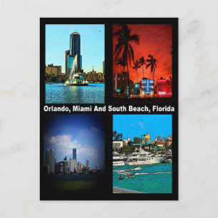 Orlando, Miami, South Beach Collage Postkarte