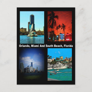 Orlando, Miami, South Beach Collage Postkarte