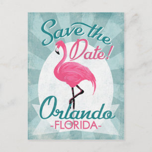 Orlando Save the Date Pink Flamingo Ankündigungspostkarte