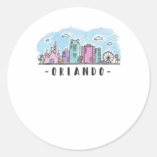 Orlando Skyline Runder Aufkleber (Vorderseite)